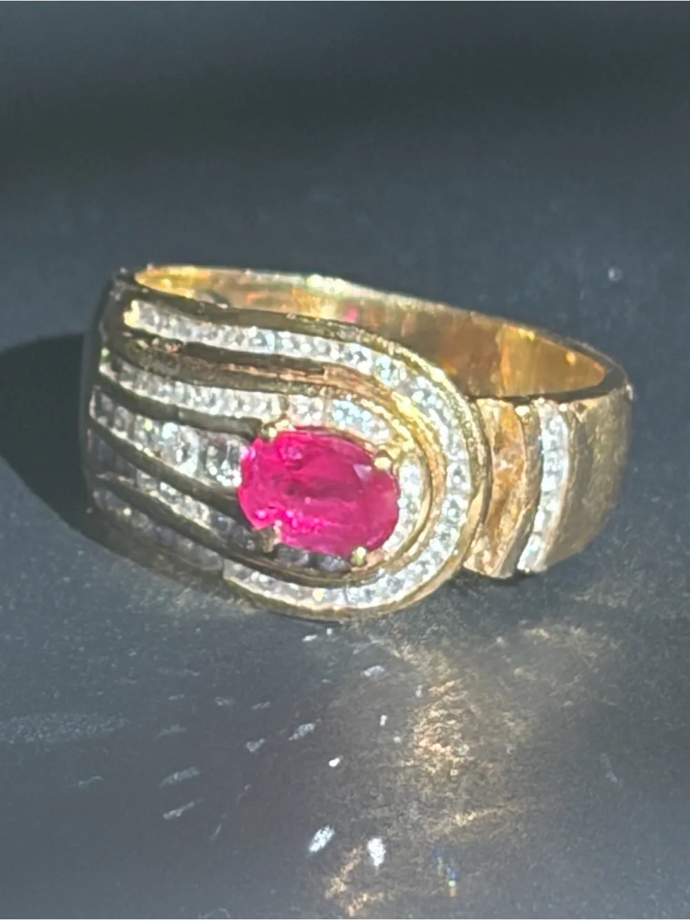 Vintage 18K Gold Ruby Diamond Ring | 8.26  Grams | Estate Jewelry  7